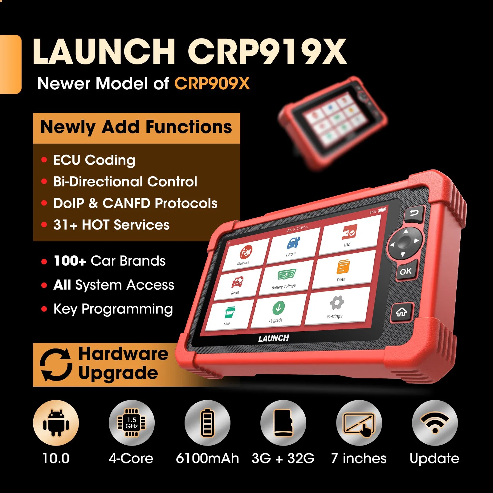 Nieuwe Launch X431 Crp919X Automotriz Scanner OBD2 automático de herramientas de diagnóstico Obdii el lector de código Crp909X captura Shpping Professionele Gratis