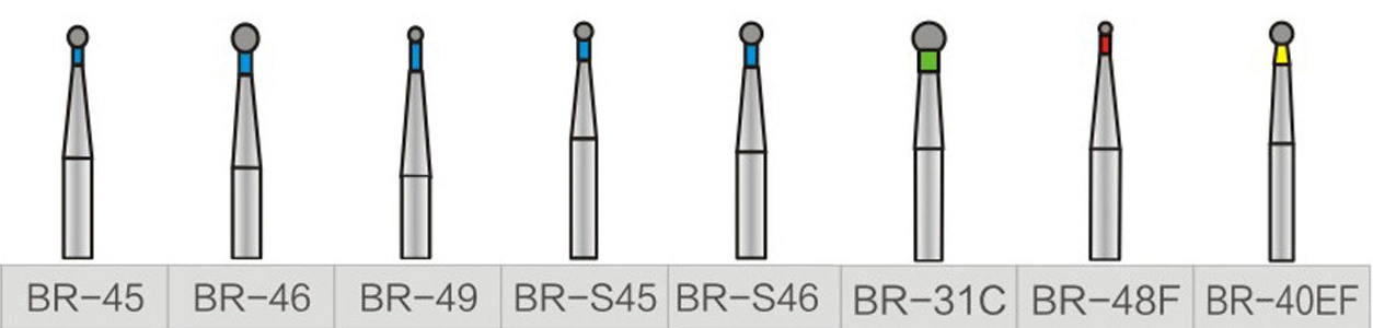 Dental Materials Ball Round Diamond Dental Bur für Dental Handstück Maschine Serie Br