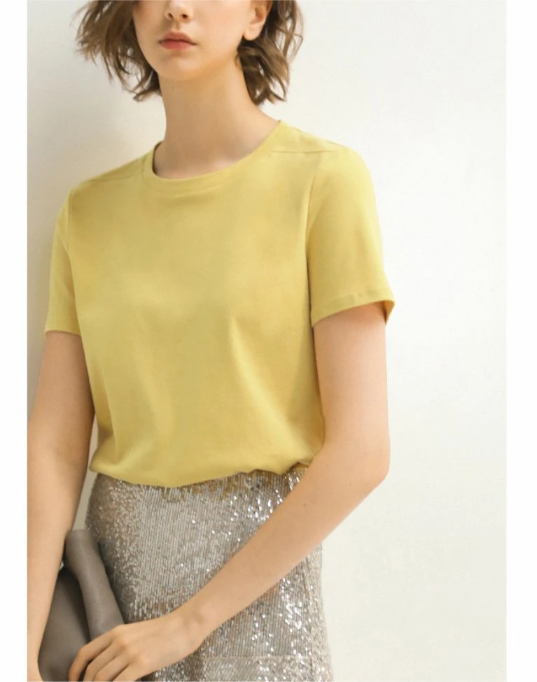 Personalisiert Lady New Fashion Kurzarm Baumwolle Stoff Casual T Shirt für Damenbekleidung
