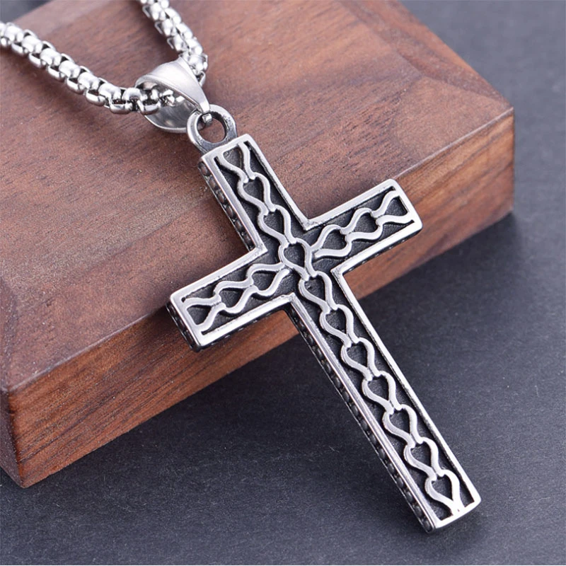 Men's Titanium Steel Pendant European and American Retro Cross Trend Simple Jewelry Wholesale