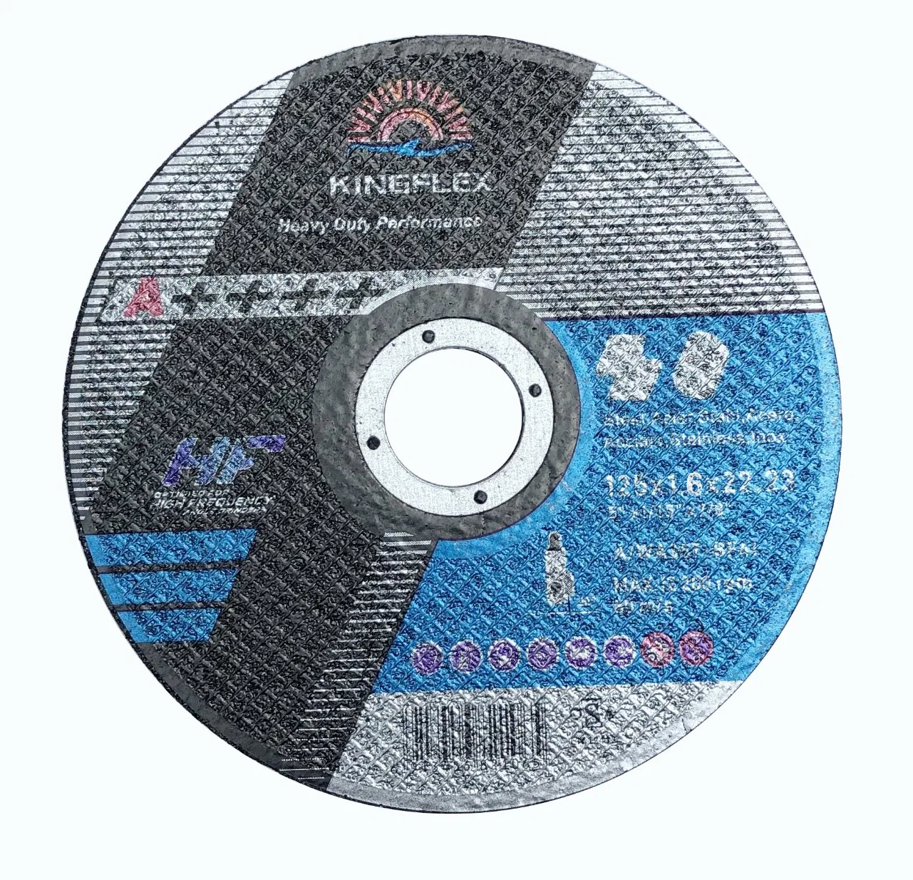 Roue abrasive, type européen, T41, 125mm22.23X1.6X, spécial pour l'acier inoxydable et Inox