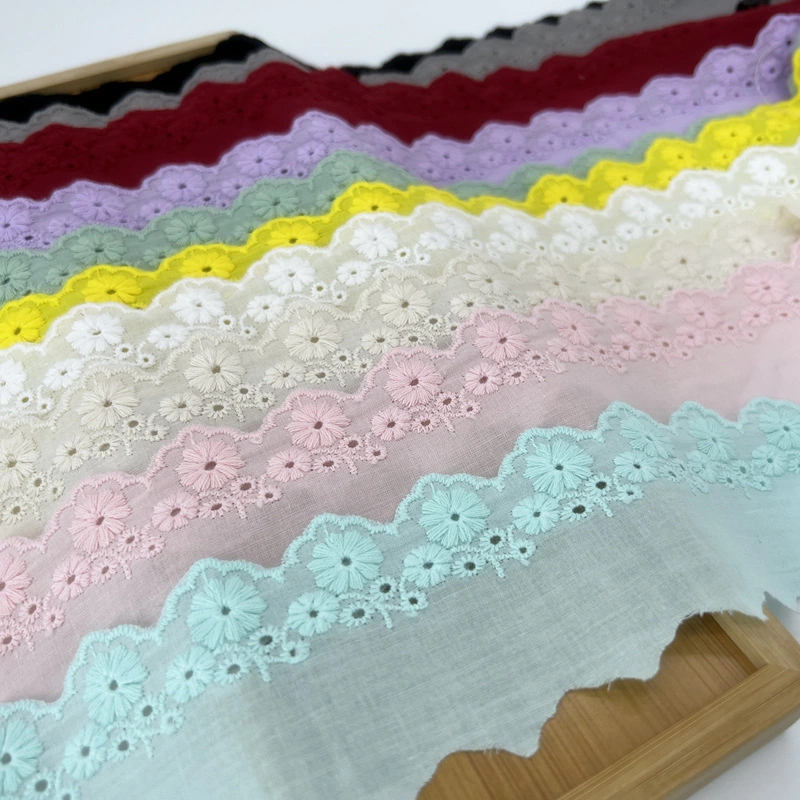 Width 5.5cm Cotton Color Rose Embroidery Cotton Lace Accessories DIY Clothing Lolita Lace