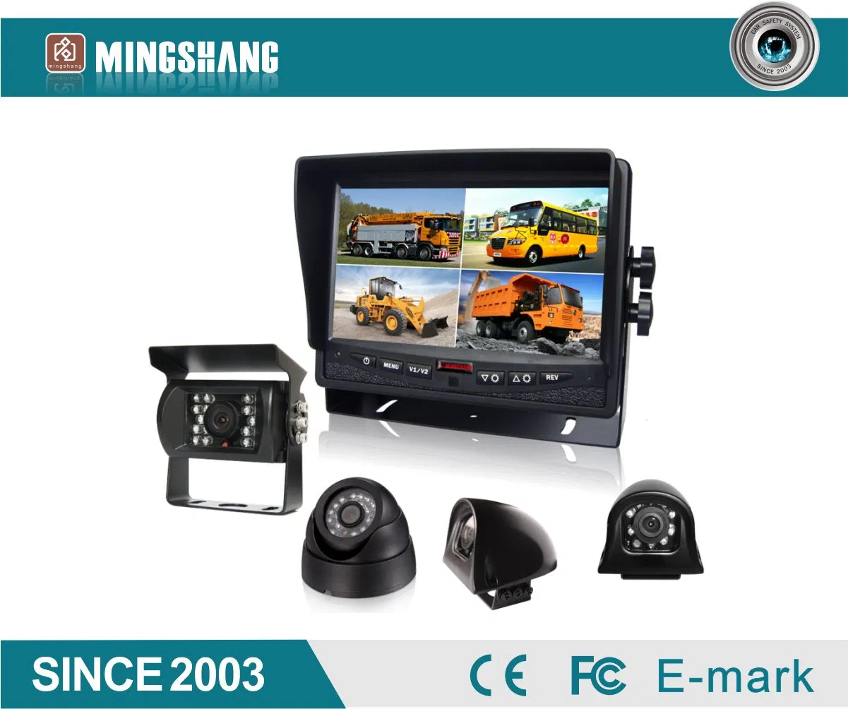 7 Inch Quad Rear View Camera System with 4CH Input