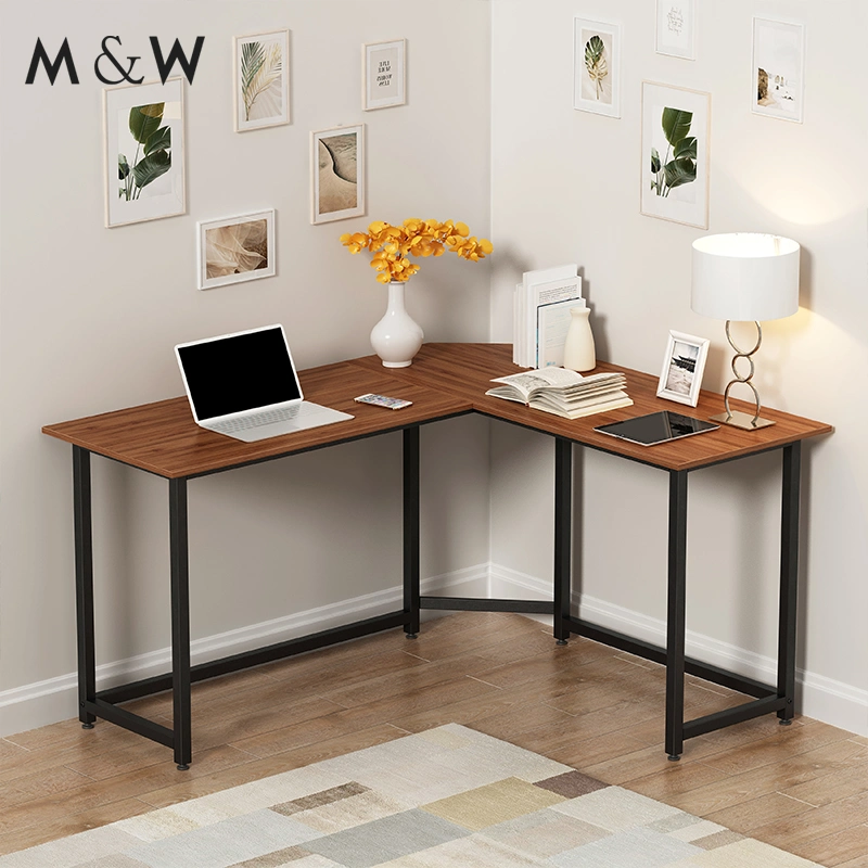 Black Wood Home Corner Computer Desk with Shelves L Shape 40 Inch