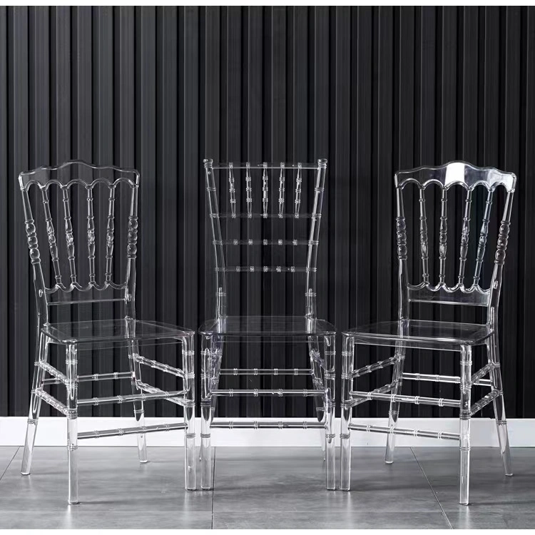 Clear Crystal Acrylic Banquet Dining Chiavari Crown Wedding Chair