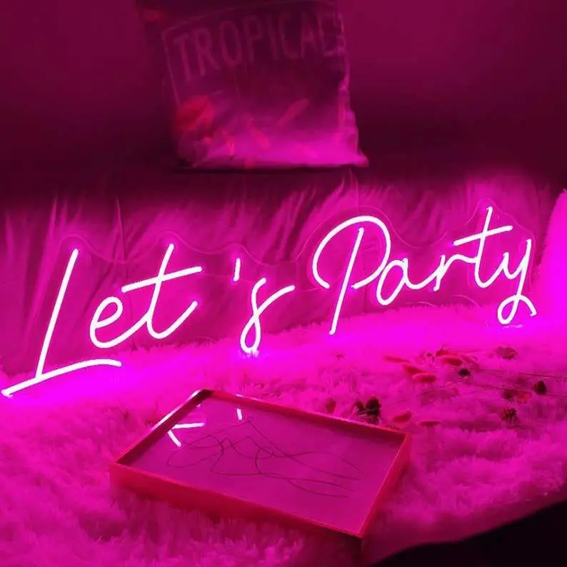 Glodmore2 Custom Acrylic Sign Let's Party Neon Sign LED Strip Lighting Let's Party Neon Sign