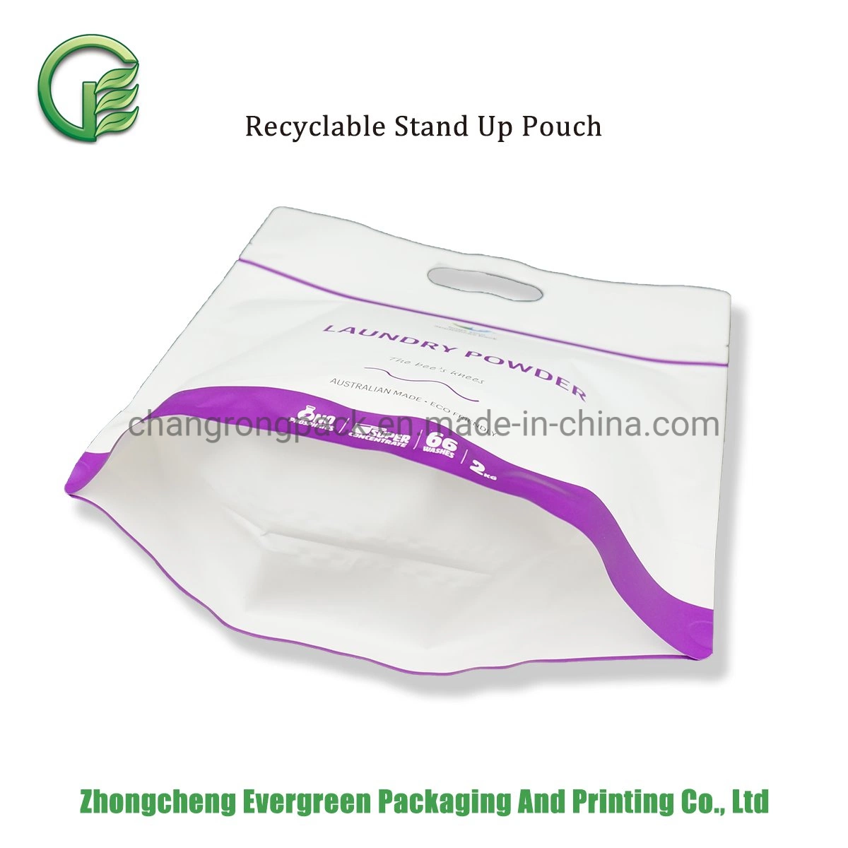 Laundry Powder Packaging Customized Bag Recyclable Material Matte Printing with Handle Non-Food Ziplock Doypack Pouches