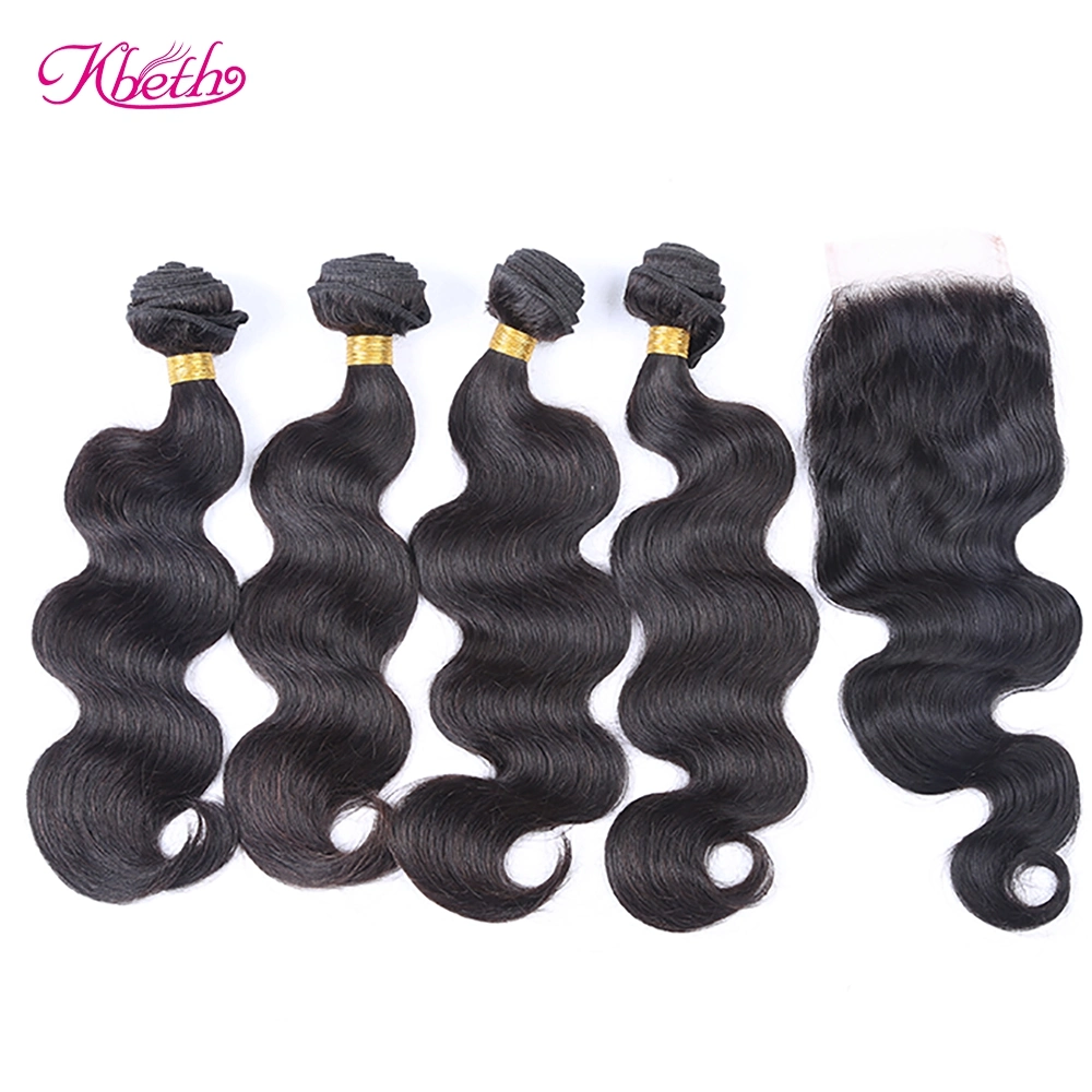 Kbeth Body Wave Bundles with Closure, Wholesale/Supplier Virgin Brazilian Human Mink Brazilian Virgin Hair China Bundle Supplier