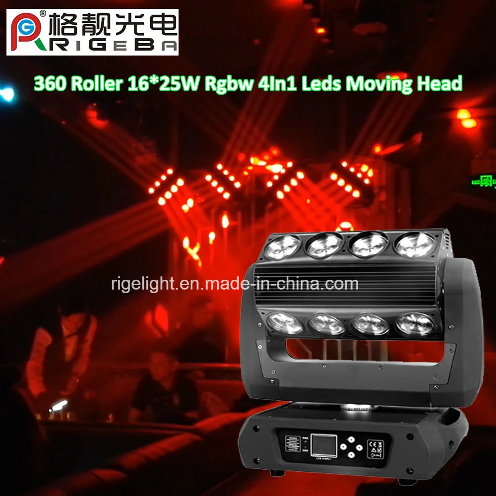 Dernier feu à tête mobile 360 Roller 16*25W RGBA 4in1LED pour DJ Stage de discothèque