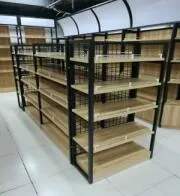 Equipamiento de supermercado MDF Mostrar Miniso Racks estantes de acero de madera