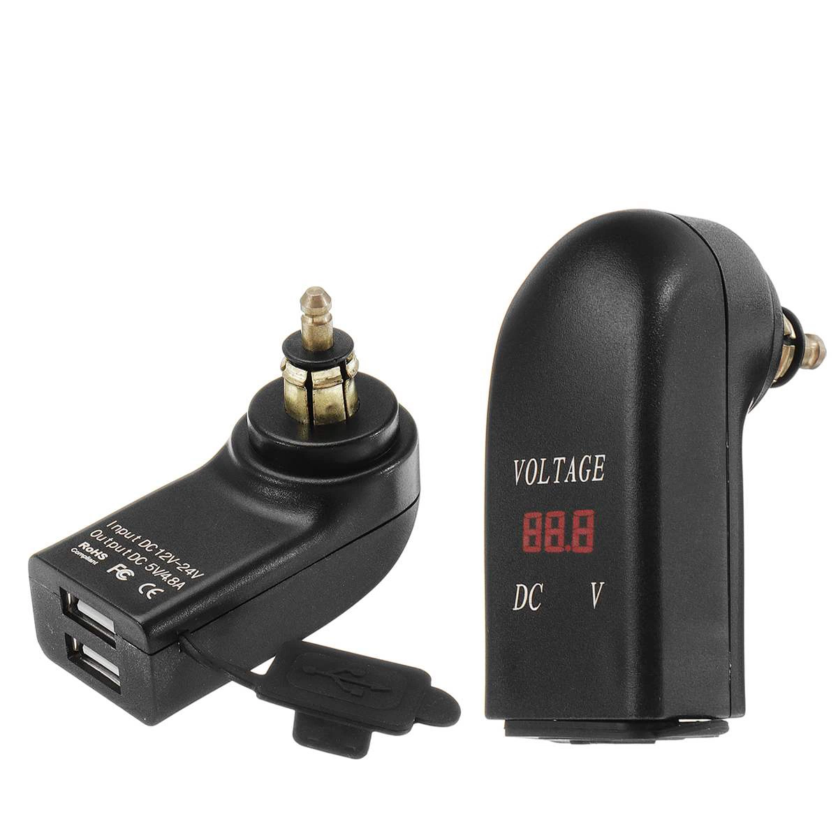 DIN Hella Digital Voltmeter Dual USB Charger for BMW Motorcycle