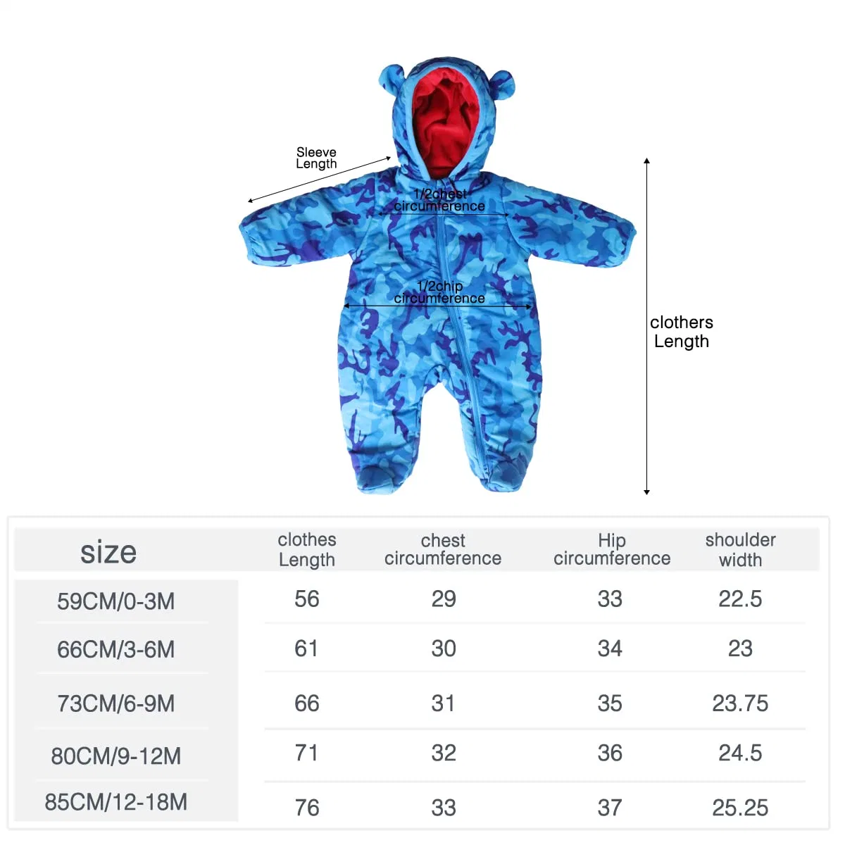 Suit Baby Snowsuit 0-3 Months Down Jacket Jumpsuit Infant Onesie Winter Outwear