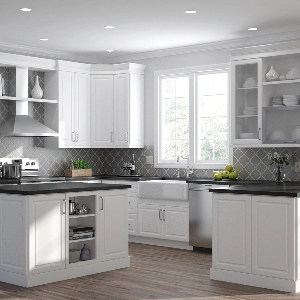 Easy Top Full Cabinets White Solid Wood Kitchen Cabinets in Modern Style