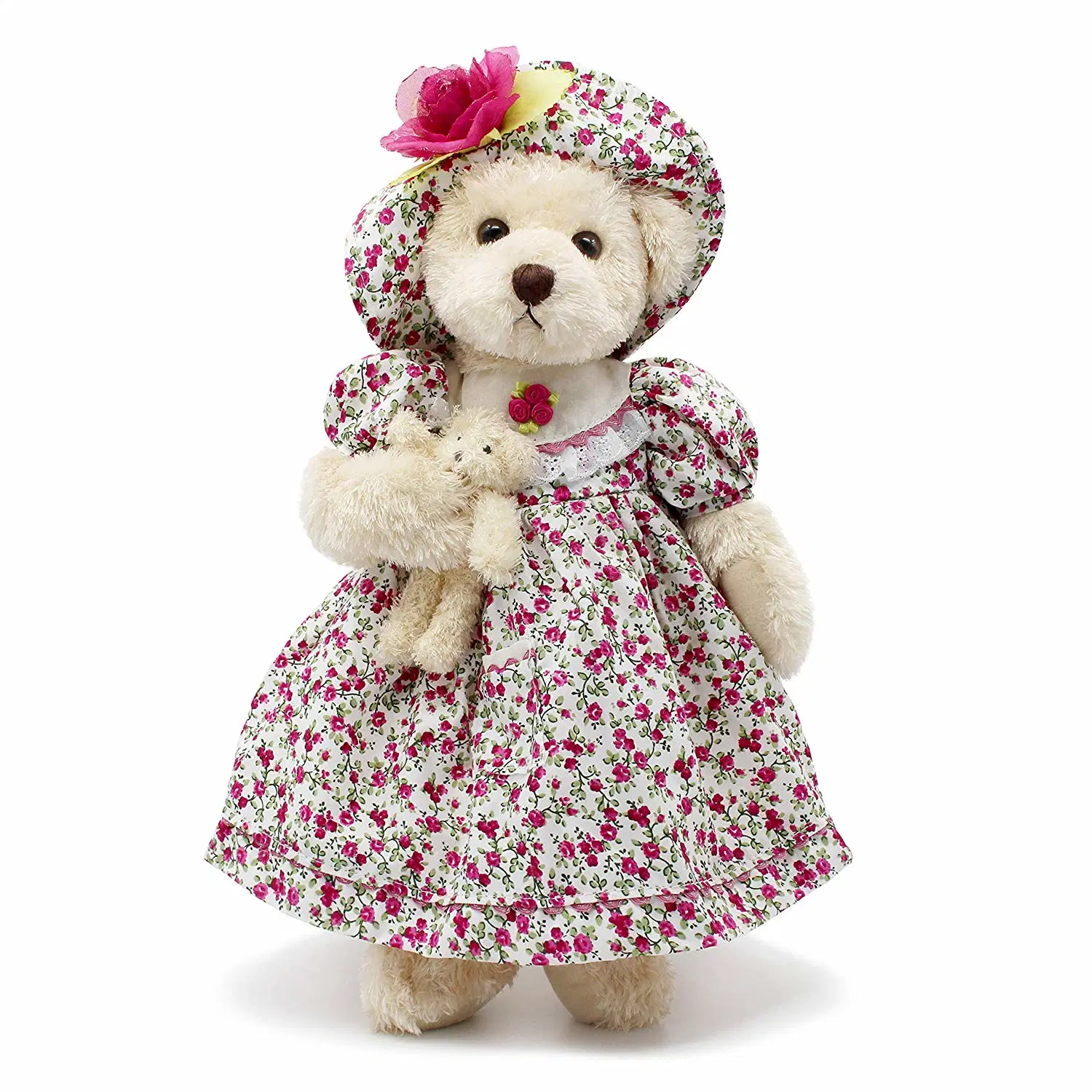 Floral Dress Gift Soft Stuffed Long Plush Fluffy Teddy Bear