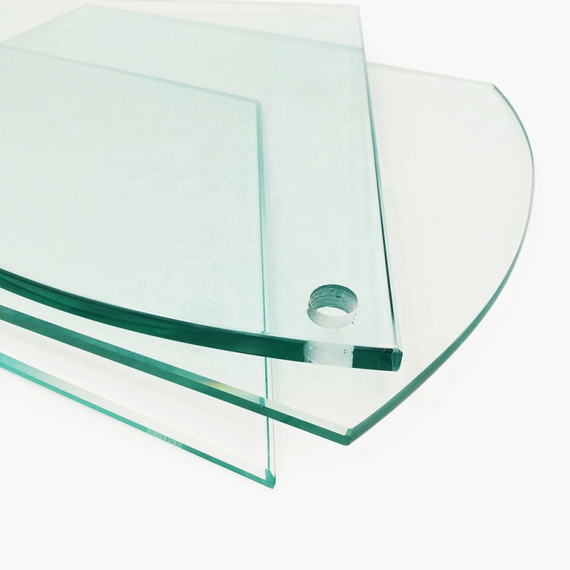 Cut Sizes Polished Edges Flat/Curved Tempered Glass for Bathroom