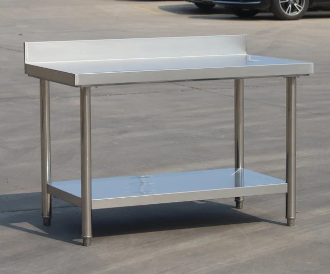 Table de préparation de cuisine en acier inoxydable pour équipement de restauration commerciale réglable en hauteur de 0,6 m, 0,8 m, 1,0 m, 1,2 m, 1,5 m avec dosseret.