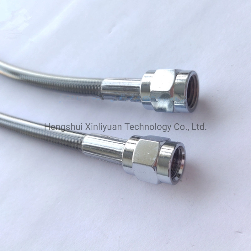 Motorcycle Stainless Steel Reinforced Hydraulic PTFE Brake Oil Hose Line Pipe Tube with Stainless Crimp Banjo Hose End Straight