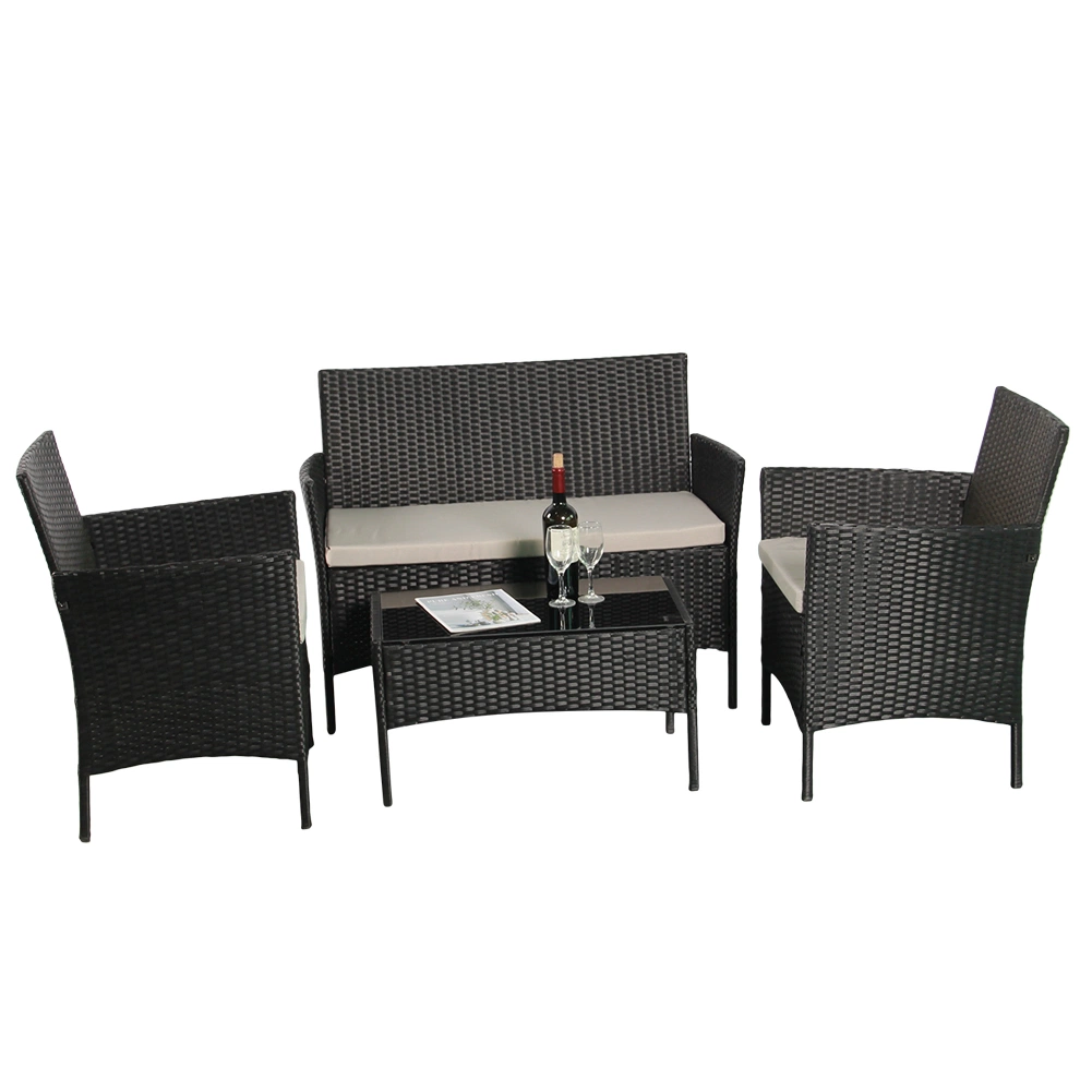 Conjunto de 4 peças de jardim Best Saller Plastic Whicker Sofa Set Móveis de ratã Pátio móveis de ratã