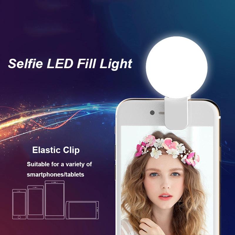 Amazon Hot Sale Promotion Gift Recharge Mini LED Fill Light Mobile Phone External Fill Light Flash Beauty LED Selfie Ring Light
