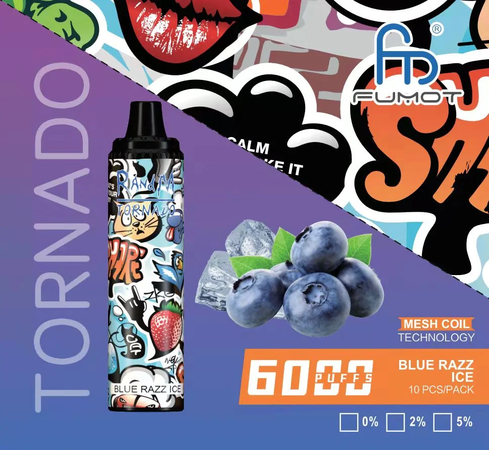 Nueva llegada exclusivo Graffiti Design Randm Tornado 6000 Puffs VAPE Lápiz con batería recargable 850