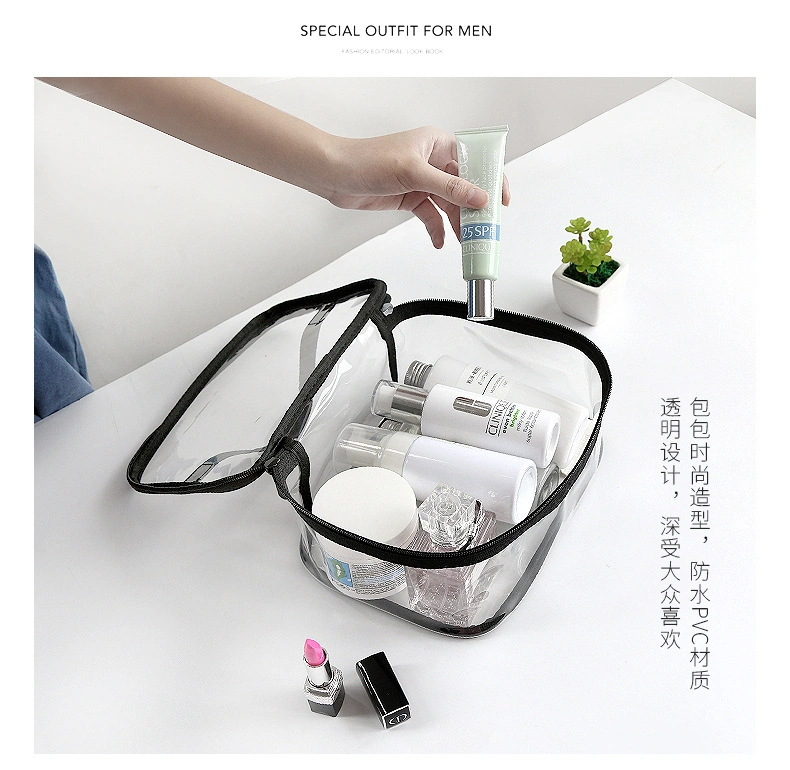 Wholesale/Supplier OEM Cheap Portable Clear PVC Makeup Bag Zipper Waterproof Transparent Travel Storage Pouch Cosmetic Toiletry Bag with Handle