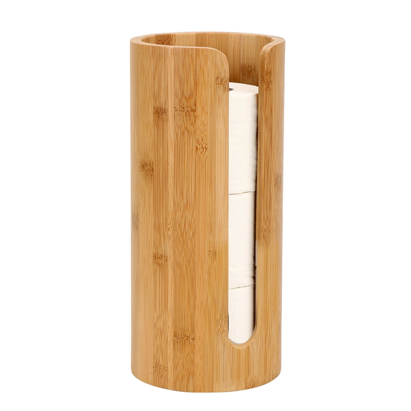 Wholesale Modern Bamboo Toilet Tissue Paper Roll Storage Holder Stand Tissue Bambus Box with Lid Shelf