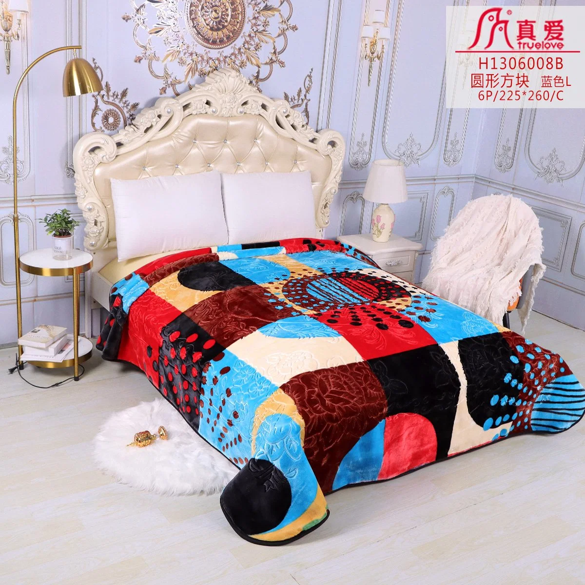 Chine polyester tricoté polaire blanc chaud Nuageux laine douce 1 pli Literie de couverture de luxe coréenne à deux plis avec grand lit king size Raschel Définir