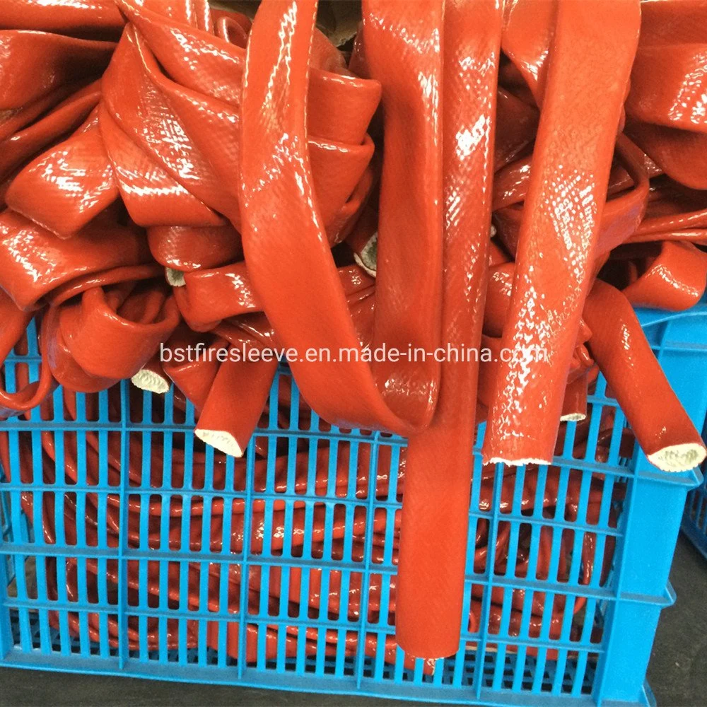 Silicone Elastomer-Coated Type E Fiberglass Industrial Knitted Fire Sleeve Thermal Protection for Hoses Silicone Glassfiber Fire Proof Sleeve