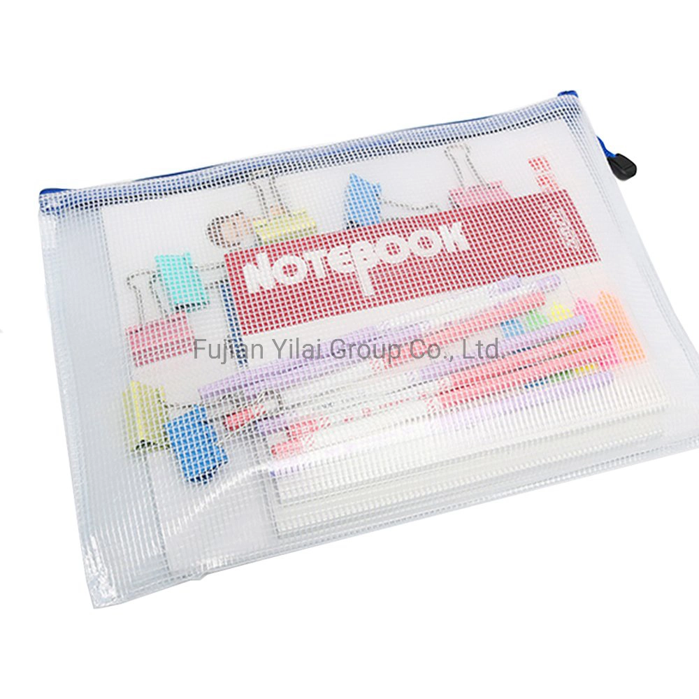 Multi-Color Custom Mesh Zipper Pouch Document Bag Waterproof Zip File Folders