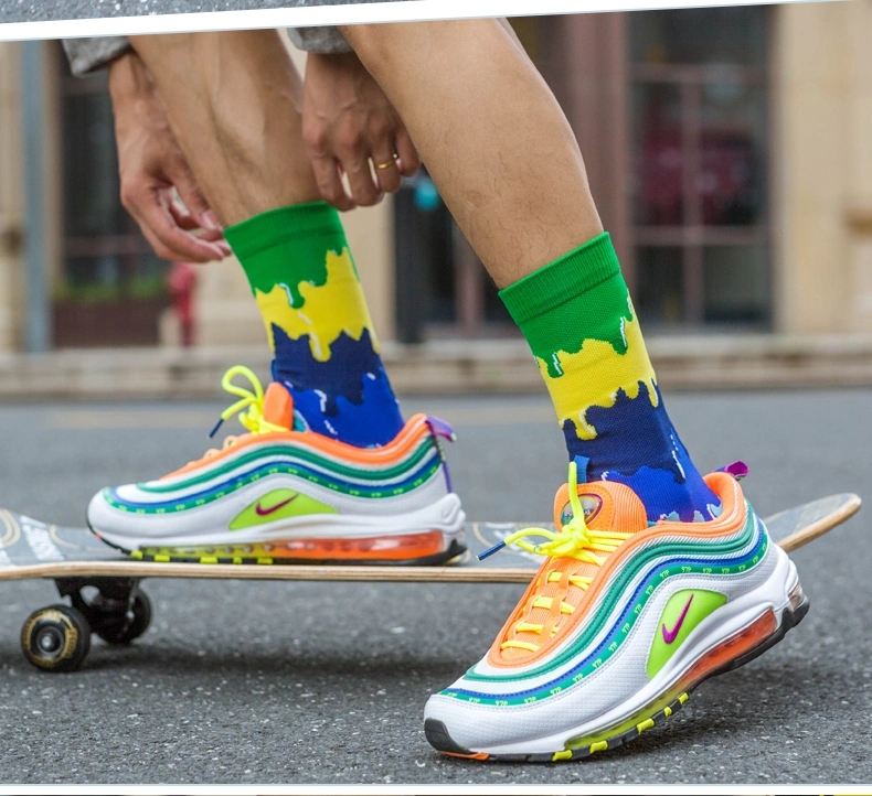 Colorful Roller Skates Casual Cool Cute Crazy Funny Athletic Sport Colorful Fancy Novelty Graphic Crew Tube Men Socks Women Cotton Socks