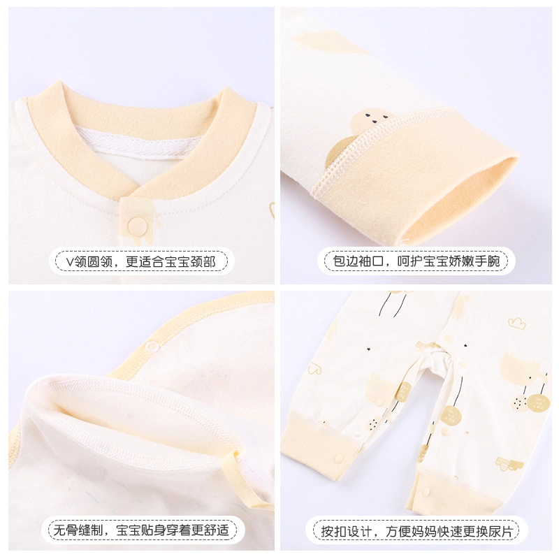 Newborn Thick Long -Sleeve Warm Jumpsuit Baby Wear Pajamas Infant 100% Cotton Open Rompers Garment