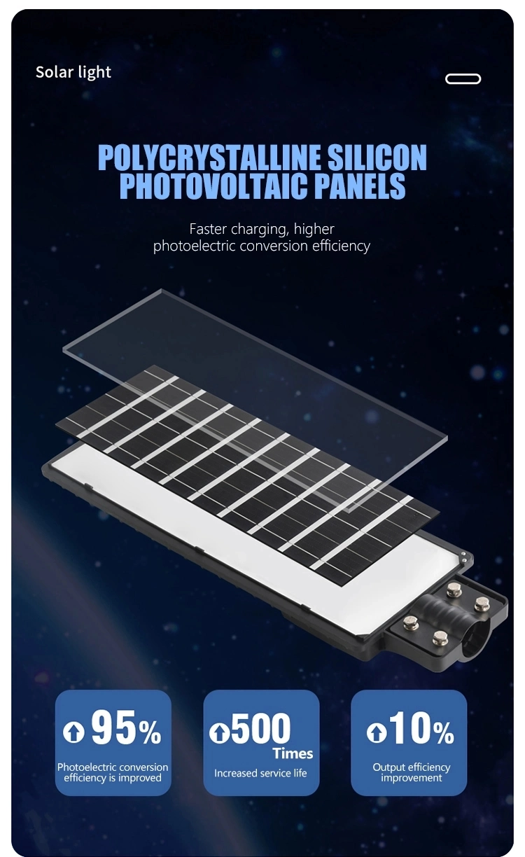 IP65 lámpara solar de calle todo en uno 50W 100W 200W 300W Luz solar integrada