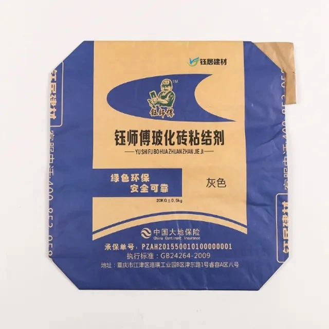 Empty Custom 50kg Craft Paper Valve Bags Type Multilayer Paper Bag for Cement Putty Powder Flour