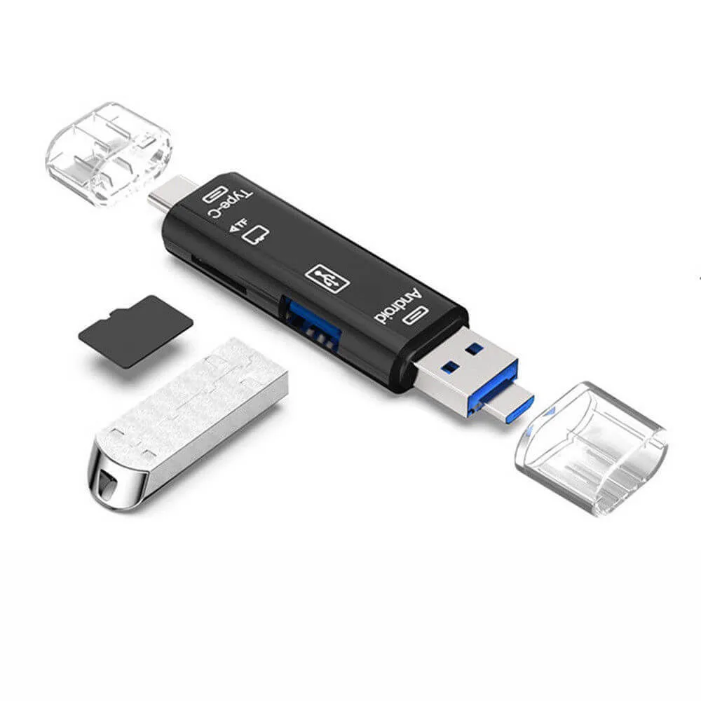 Smartphone SD Card Reader with USB-C/Micro-USB/USB 3.0 Interface, Smart Card Reader Android