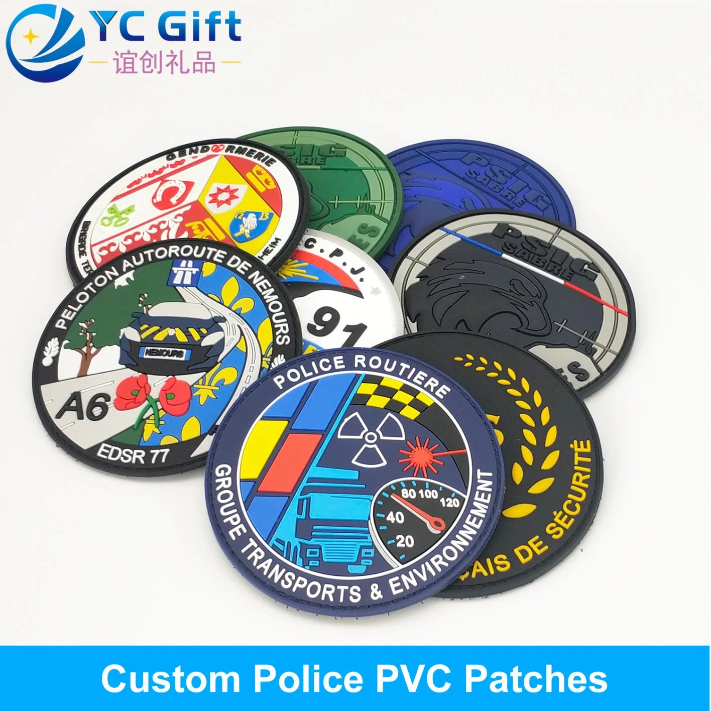 Factory Custom Soft PVC Garment Accessory Clothing Label Tactical Gear Gend Rmerie Uniform Patches Velcro Glow in The Dark