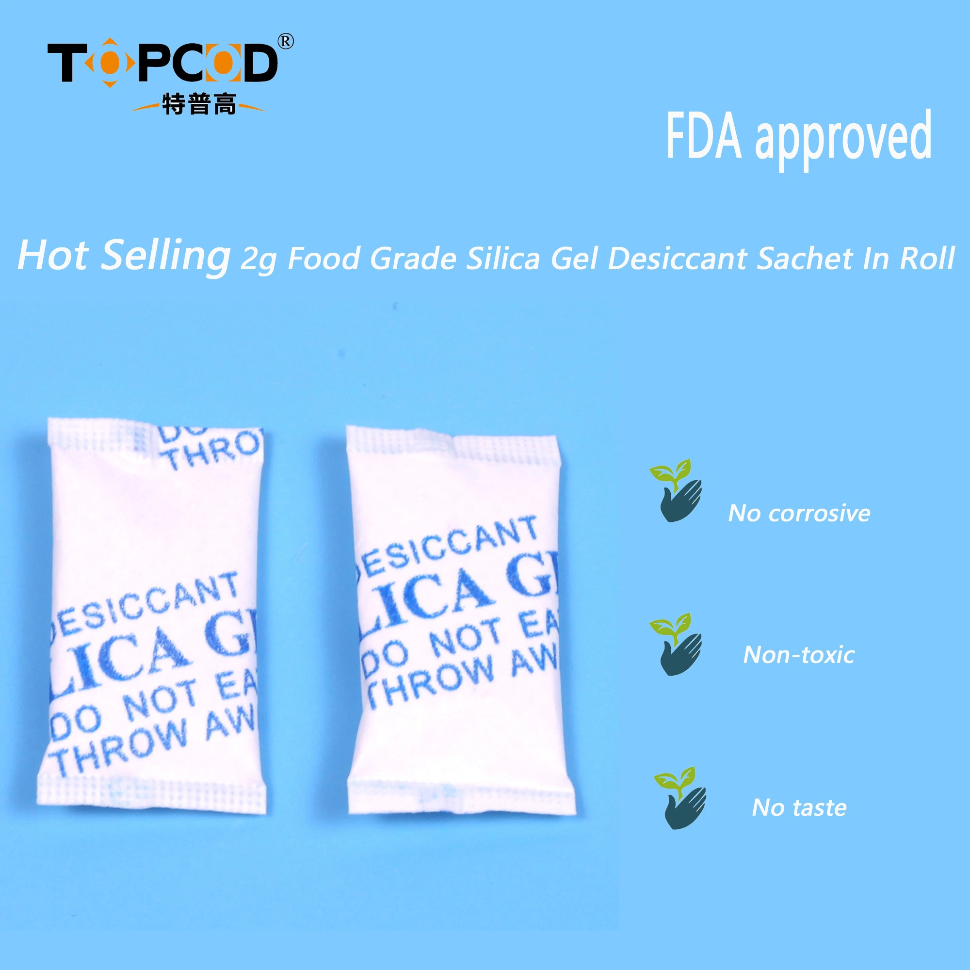 Hot Selling 2g Food Grade Silica Gel Desiccant Sachet in Roll (FDA approved)