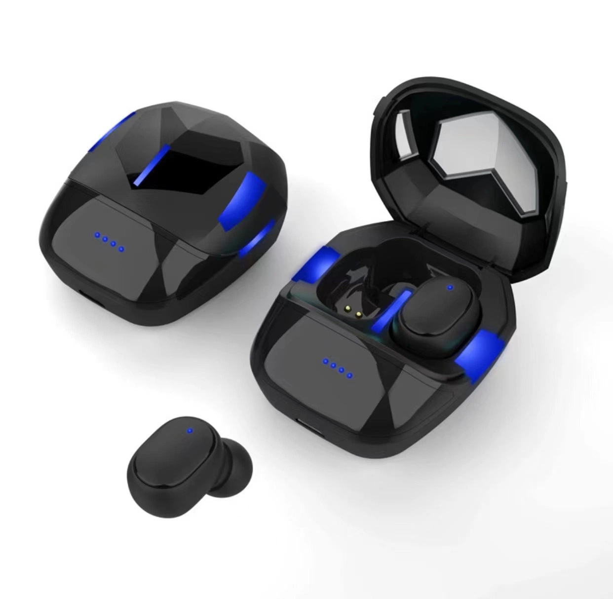 Suporte de auricular Binaural música auscultadores sem fios Bluetooth 5.0 pretos para Telemóveis
