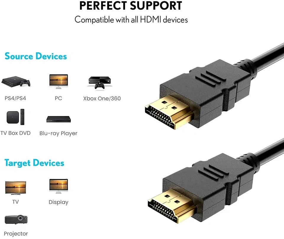 Certified High Speed 18gbps 24K Gold Plated Cable Male-Male HDMI 4K