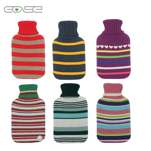 OEM High Quality 2L Rubber BS Hot Water Bag with Customized Knitting Cover for Pain Relief