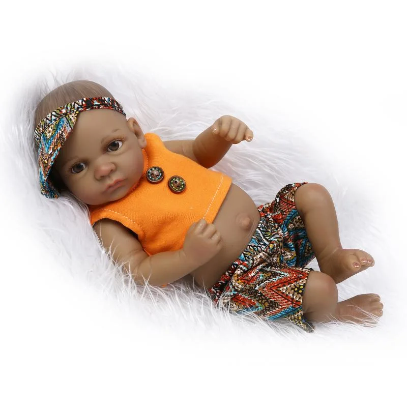 Muñeca Africana Negro recién nacido Juguetes Nuevo Diseño al por mayor Muñecas de bebé recién nacido de 10 pulgadas con ropa