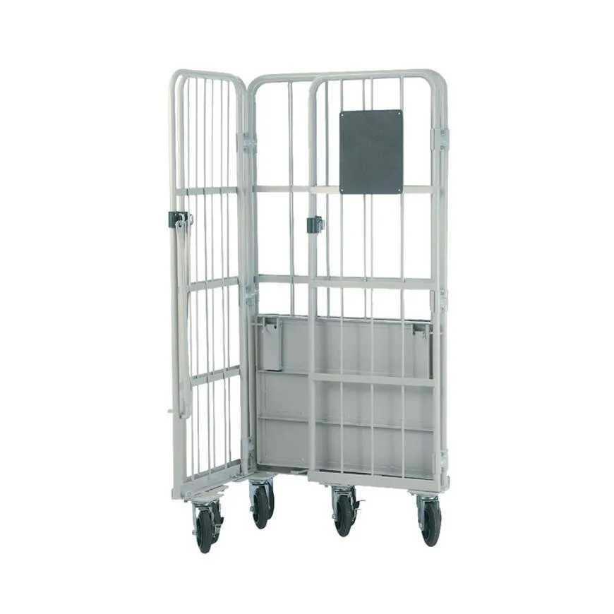 Coated Heavy Duty Wire Steel Roll Container Storage Cage Trolley