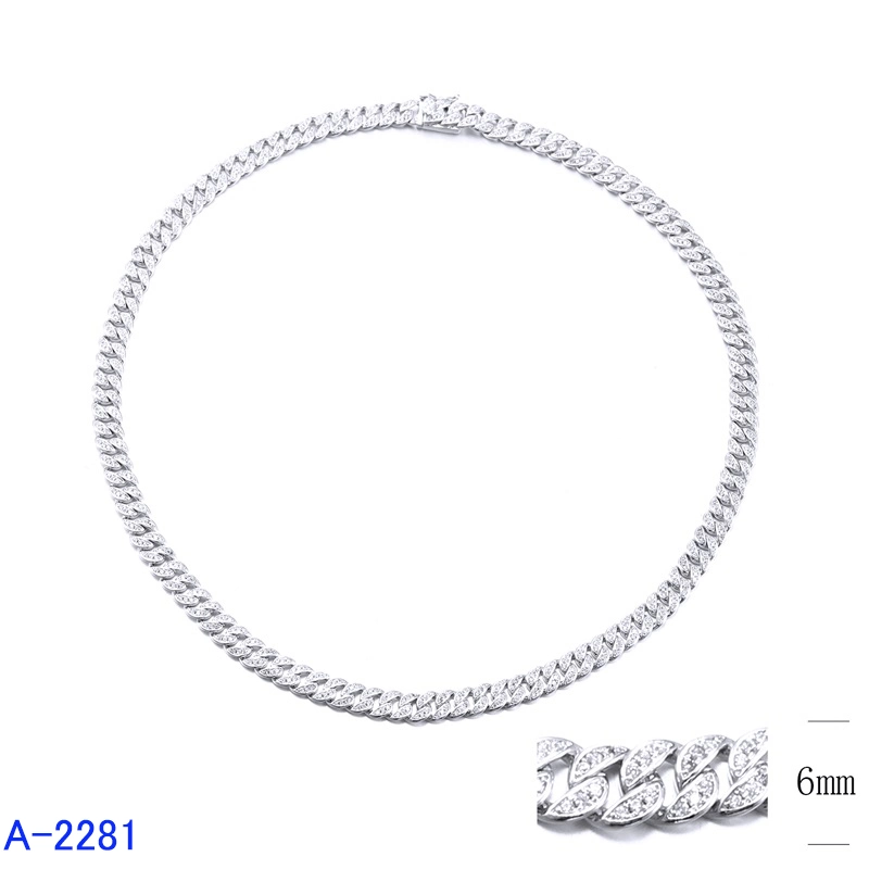 925 Sterling Prata Moda Jóias lancil Cable Link cúbico Zirconia Colar corrente para homens