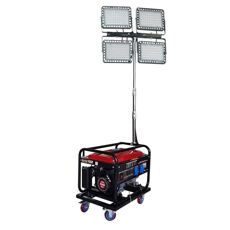Manual Control 4X100W LED Bulbs  Light Tower with 5KW Gasoline Generator