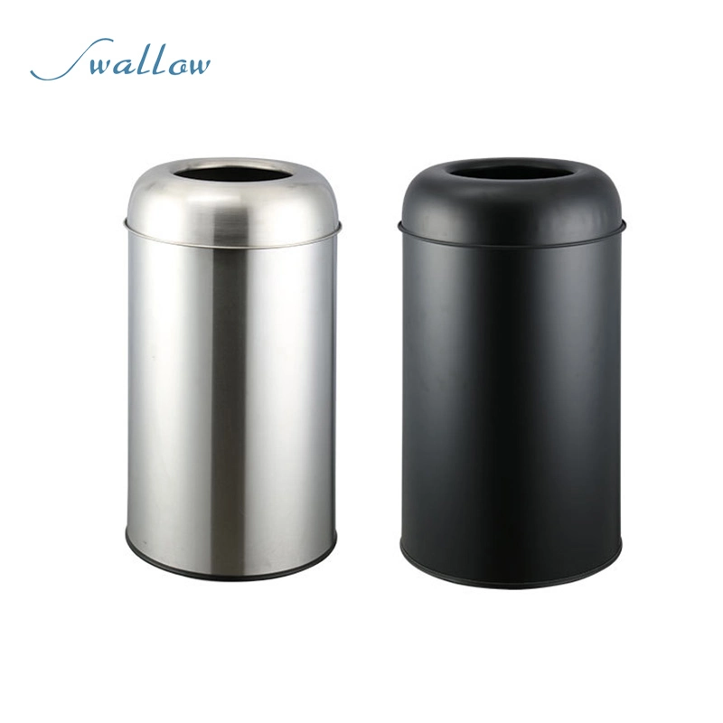 Shopping Mall Round Stainless Steel Trash Can Wholesale/Supplier Hong Kong-Style Peel Box Outdoor Trash Can Hotel Lobby Rieger Bucket