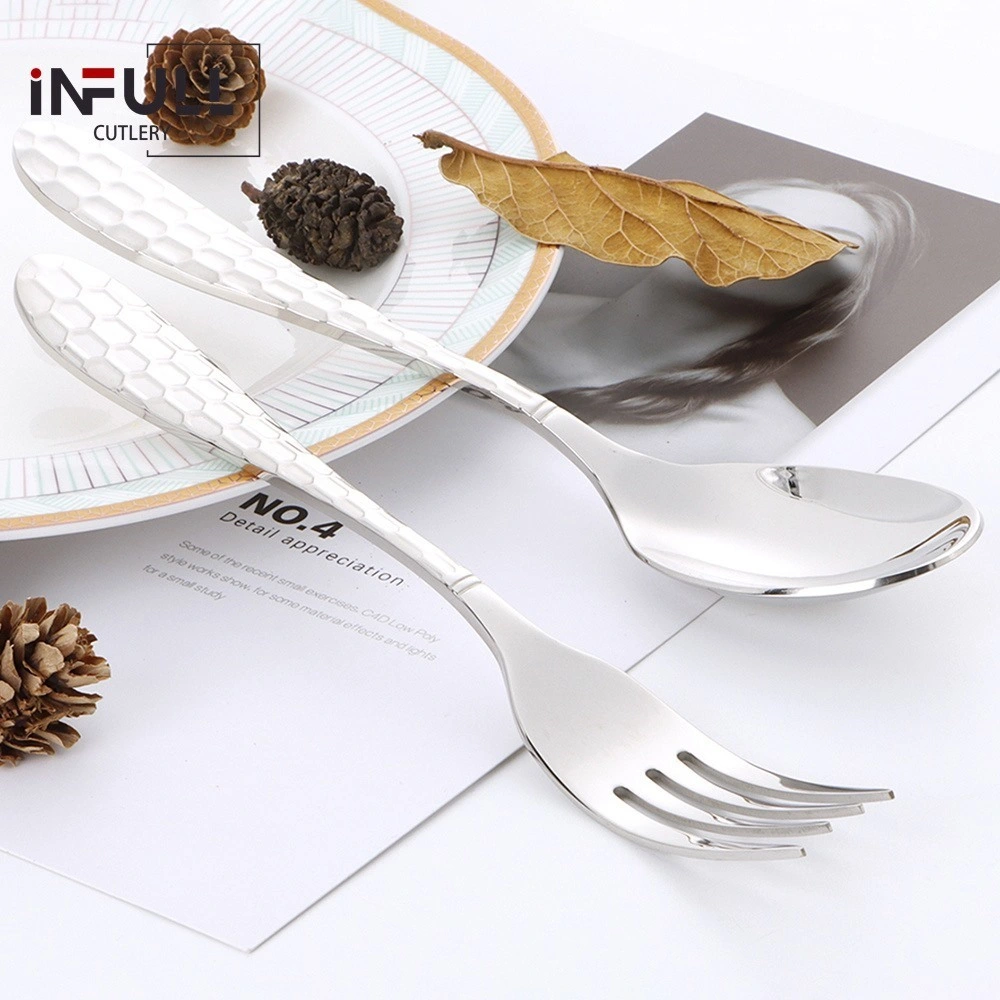 Unique Handle Design Stainless Steel Cutlery Set 4PCS Table Knife Fork Spoon and Teaspoon Set Silverware Kitchen Table