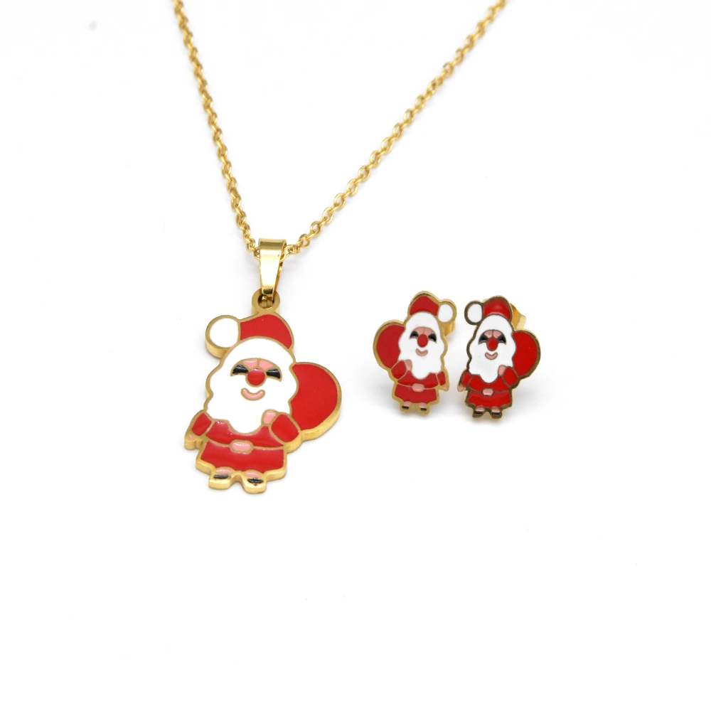 Colección de Navidad Santa Claus Collar y aretes Claus Joyería de esmalte para regalos de Navidad