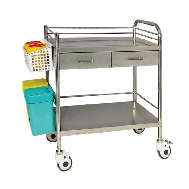 Hot Sell Hospital Operating Room Metal Crash Cart Nurse Treatment عربة تروللى عيادة طبية من الفولاذ المقاوم للصدأ المتنقلة