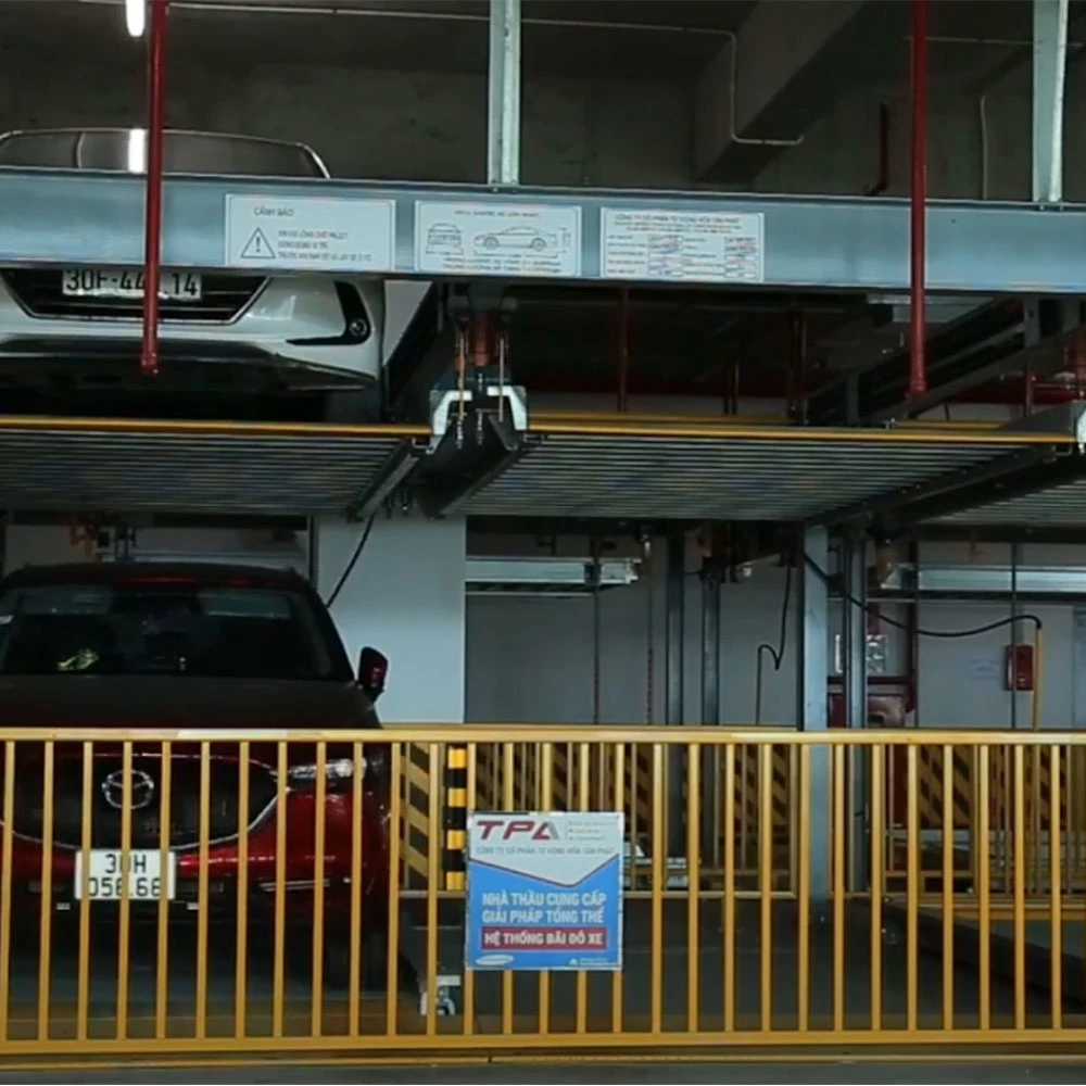 Two Post Double Decks Vertical Car Lift Hydraulic Easy Parking Automation Lift