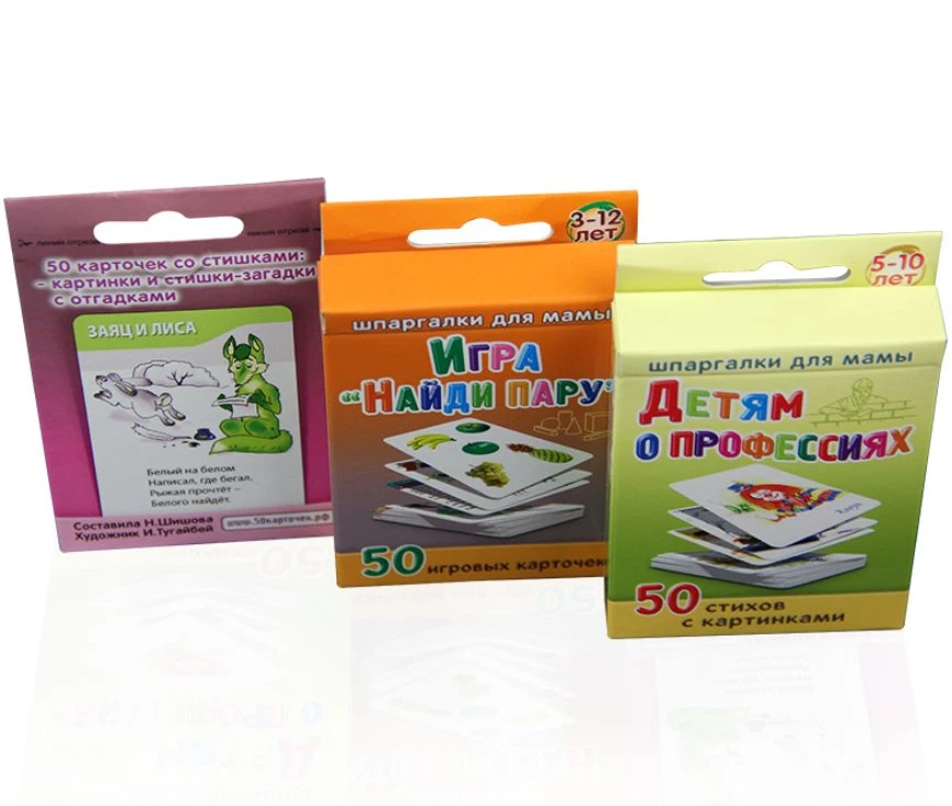 Children Learning Cards Game Decks Customized Big Size Educational Memory Cards