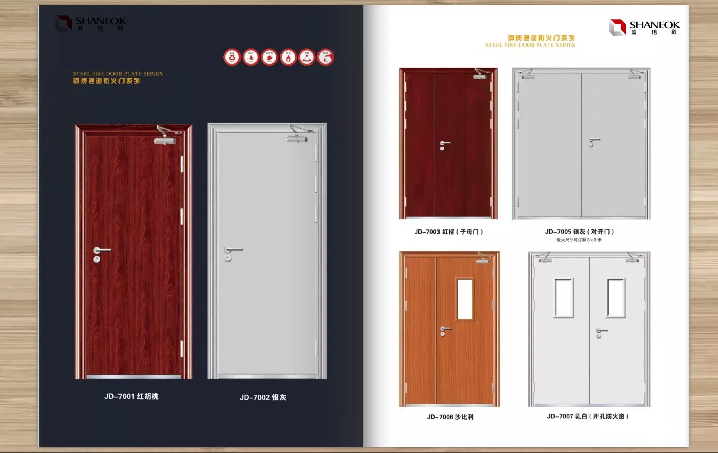 Galvanized Steel Chinese Hotel Escape Exit Steel Fireproofing Fire Resistance Fire Security Door